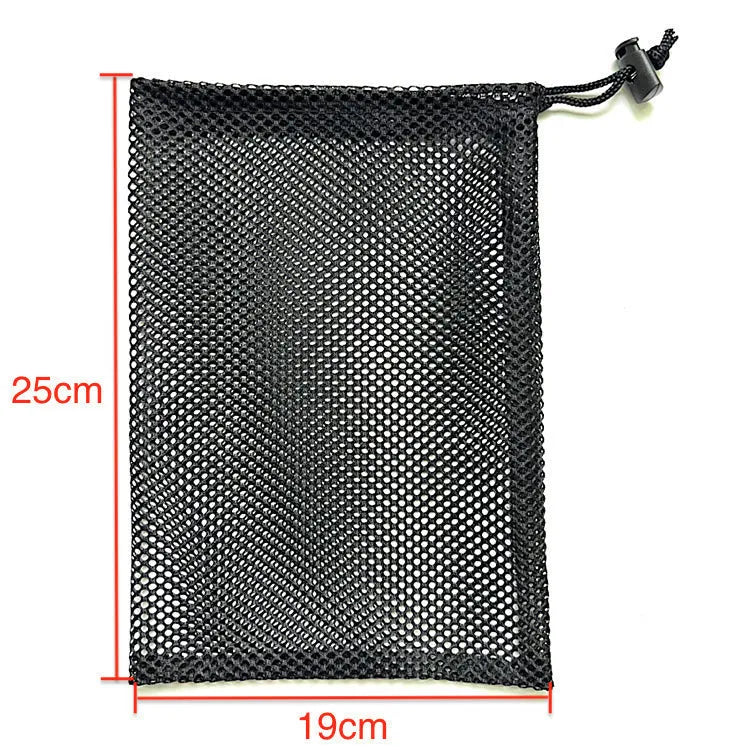 Black mesh drawstring bag for children's water ball toys with 5mm drainage holes