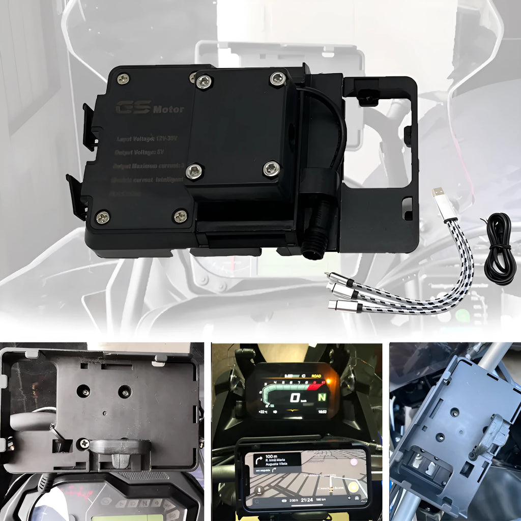 Black ABS motorcycle phone navigation bracket for BMW R1200GS R1250GS bikes
