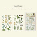 A5 forest art sticker set showing six colour designs on cotton linen transfer paper