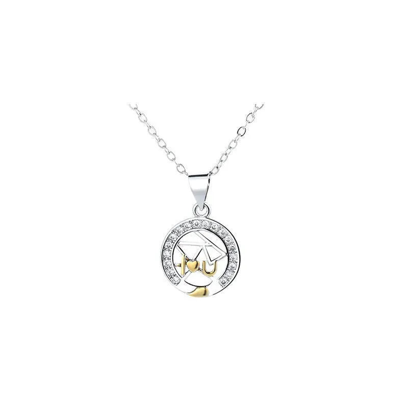Sun and moon couple necklace with copper pendant and cross chain design for men and women