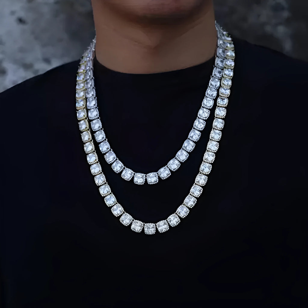 S925 sterling silver hip hop necklace 8mm wide chain silver finish 45cm length