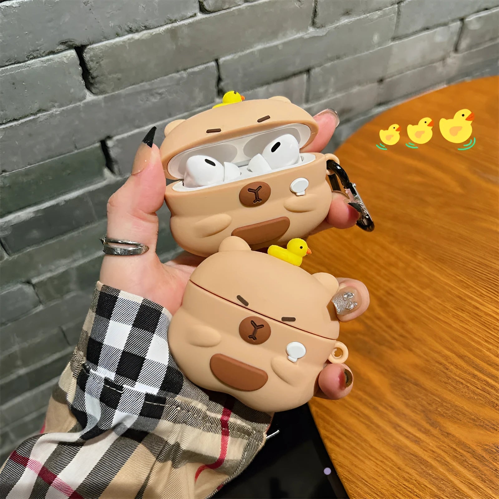 Capabala Capybara Bluetooth Earphone Cover Silicone Soft Shell for AirPods 1st 2nd 3rd Gen Pro Pro2 Cartoon Animal Duck Design Cute Protective Case