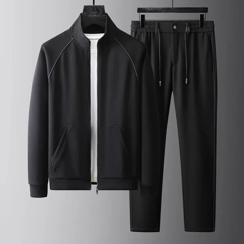 Men's slim fit stand collar sports suit in Vinylon fabric with matching pants