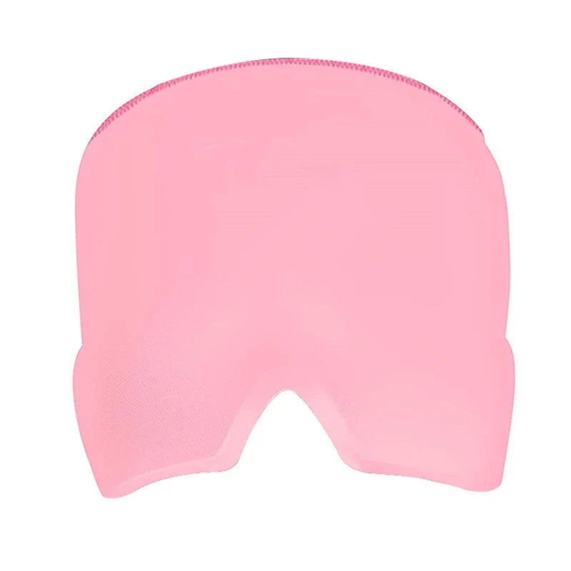 Soothing ice gel eye mask for headache relief, featuring a cooling gel pack and premium elastic cloth for a comfortable fit