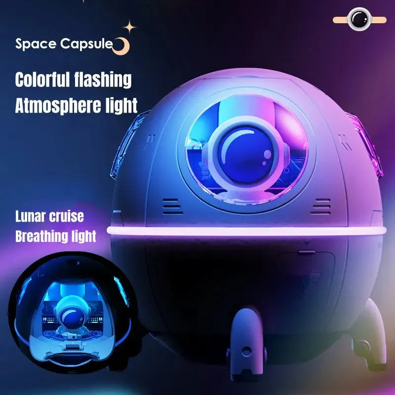 Portable USB astronaut-themed humidifier with colourful LED lights and 220ml water tank