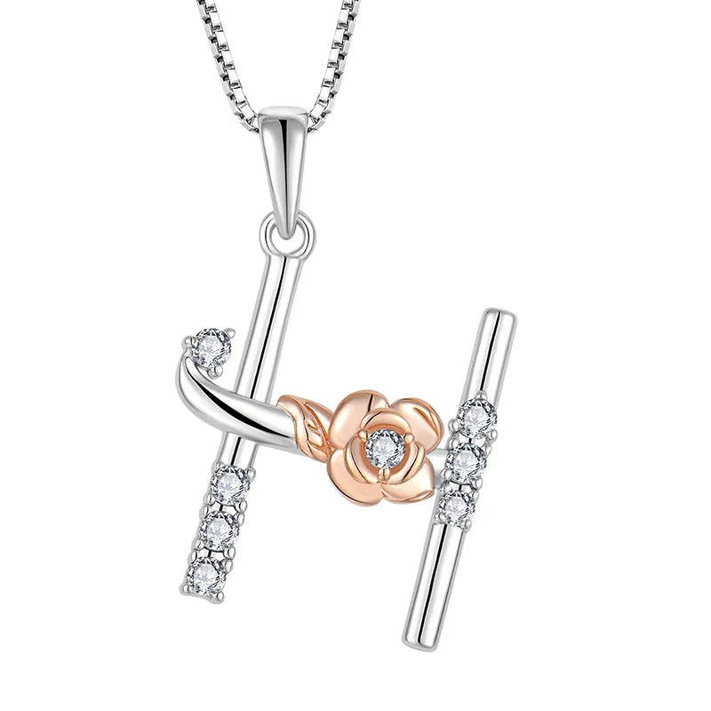925 sterling silver necklace with English letter B zircon pendant on a collarbone chain