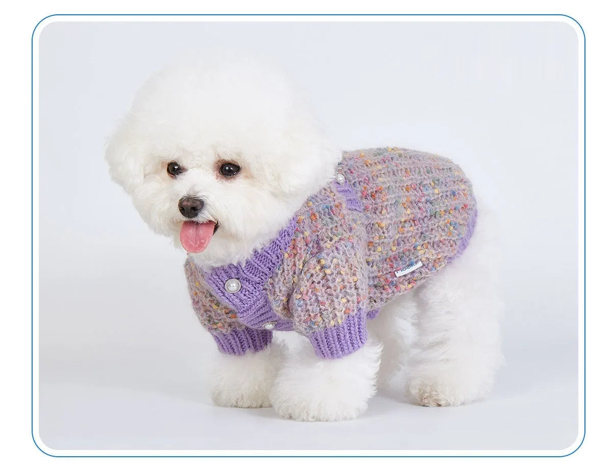 Purple polyester dog cardigan sweater for extra-large pets in XL and XXL sizes