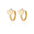 Gold plated heart shape stud earrings with a zircon stone for women, shown in colour E3127G-5.