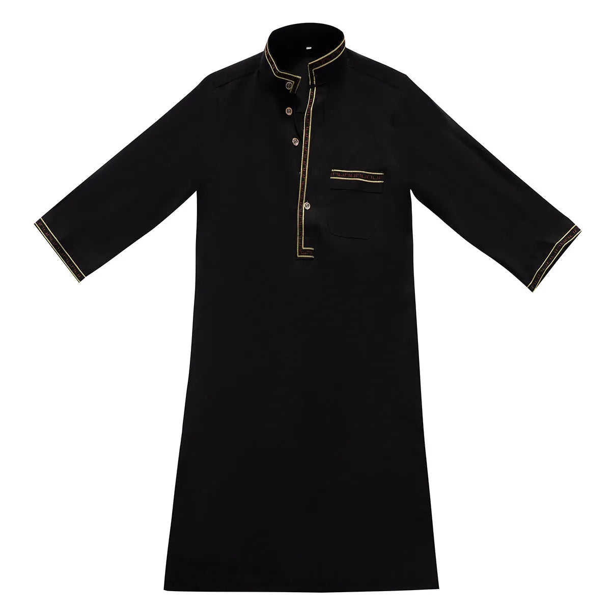 Middle East boy robe stand collar button long shirt solid colour white black beige camel for heights 110cm to 160cm