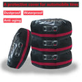 Set of four Oxford cloth 210D polyester car tyre protective covers with belt closure in black or red styles