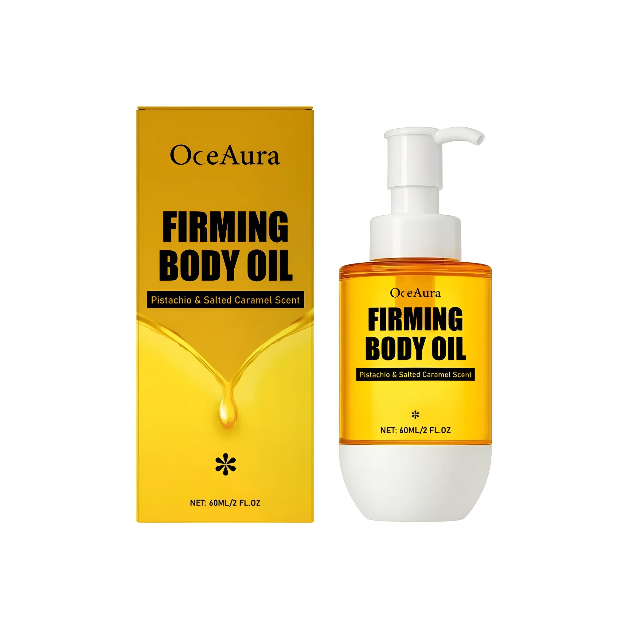 60ml bottle of tightening and wrinkle resistant body oil with vitamin E and pistachio seed oil.