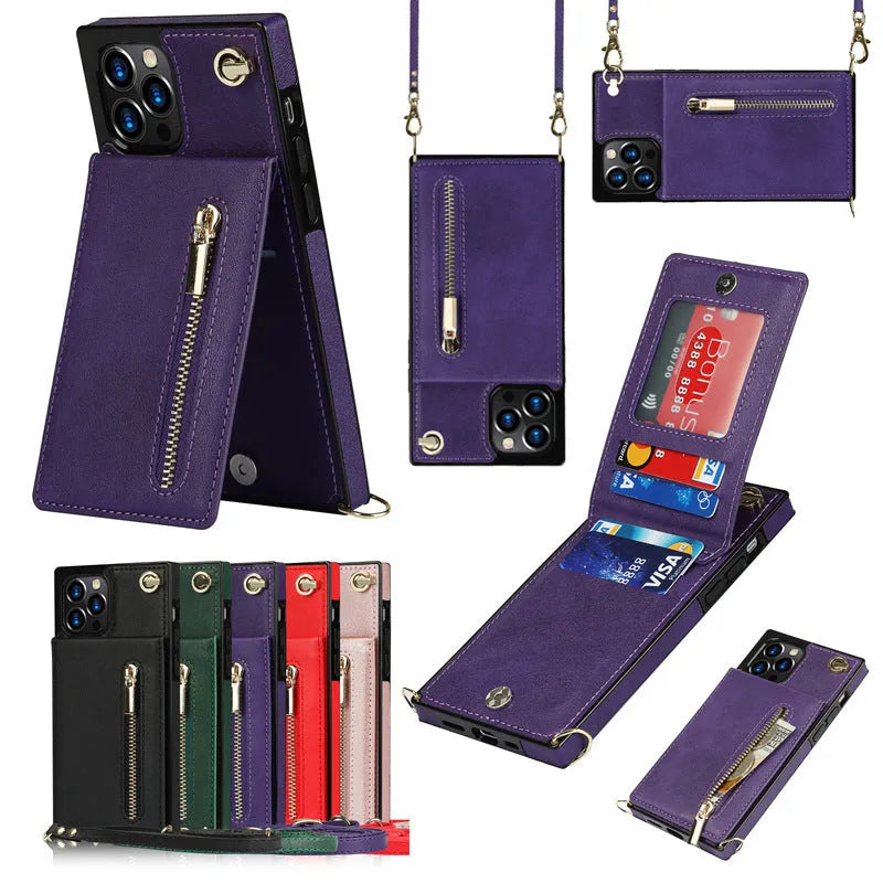 A solid-colour leather and TPU mobile phone case for an iPhone or Samsung Galaxy smartphone.