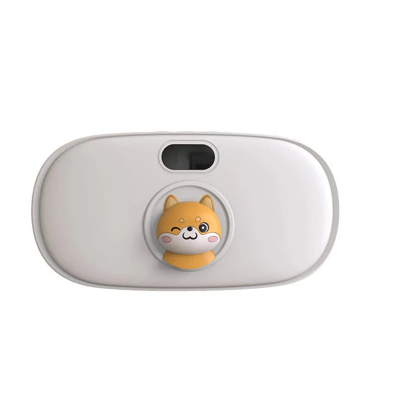 Rechargeable stomach heating pad with 2000mAh battery, adjustable 45-65°C heat, ABS flannel construction in cute cat beige