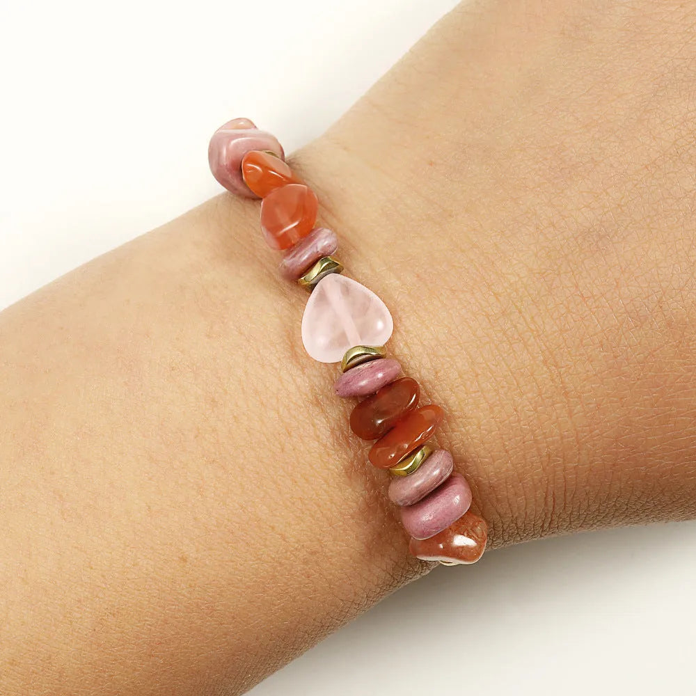 Women's geometric beaded stone bracelet in a fashion OL style, showing handcrafted detail.
