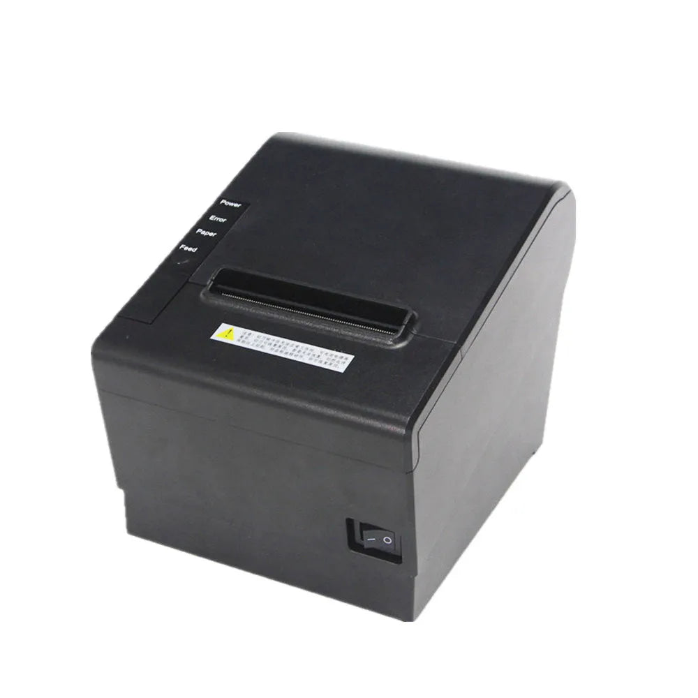 White 80mm thermal receipt printer for kitchen POS systems with compact dimensions