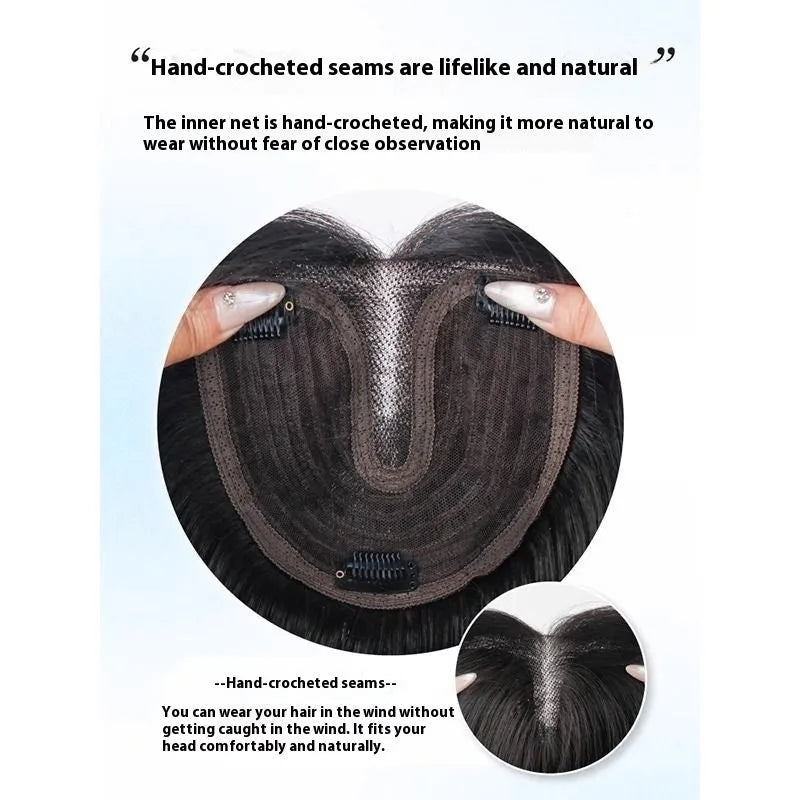 Brown black full-head wig with Chinese character bangs made from high temperature fibre