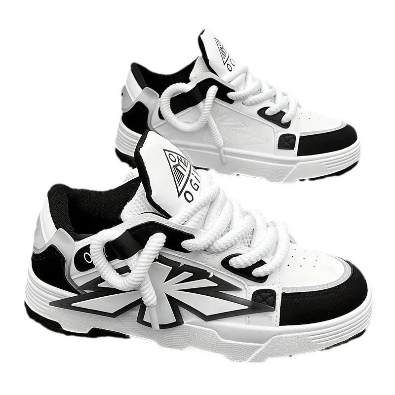 Men's chunky sneakers with thick rubber sole and synthetic leather upper in black, blue, and white colour options