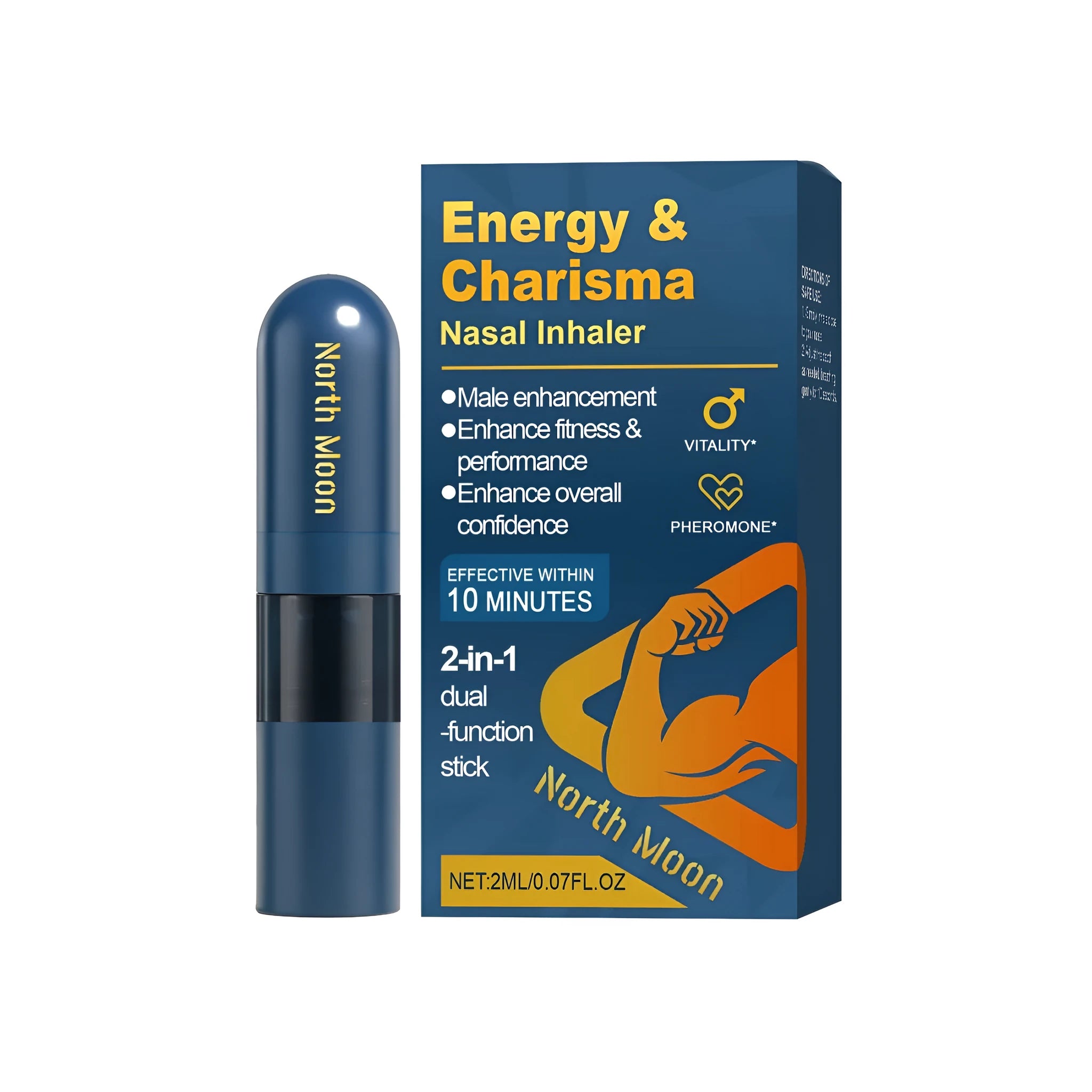 Nasal inhaler stick with 2ml menthol and mint formulation, compact travel design