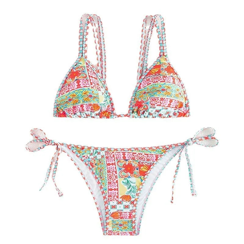 Women's one-piece lace-up swimsuit with backless design in picture colour