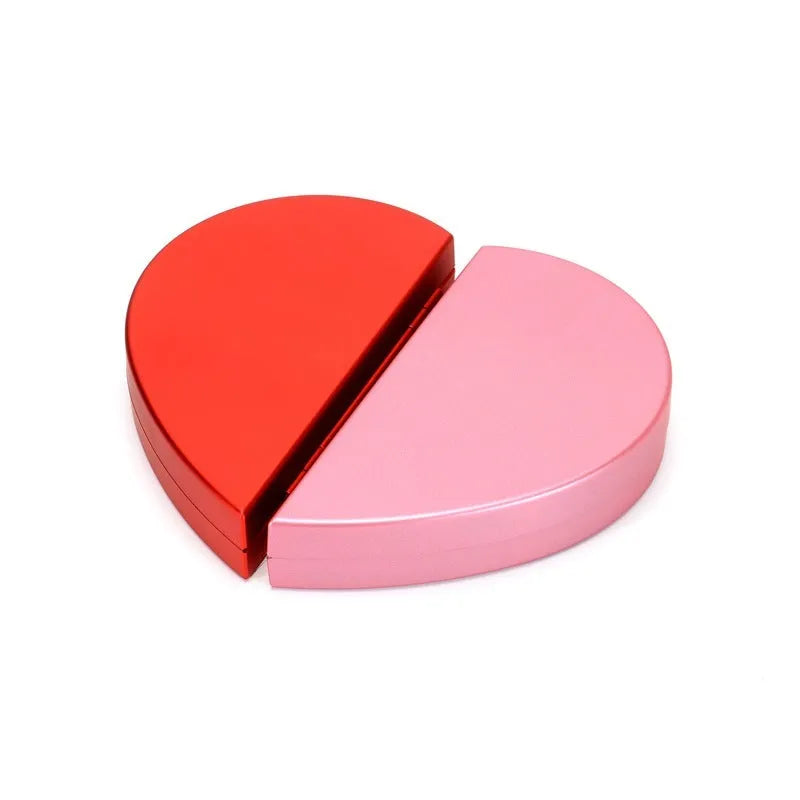 Red heart-shaped rotating ring box with 3D love design and rose decoration for jewellery packaging