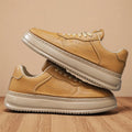 Men's leather retro casual shoes low-top thick sole PVC khaki gray black sizes 39-44