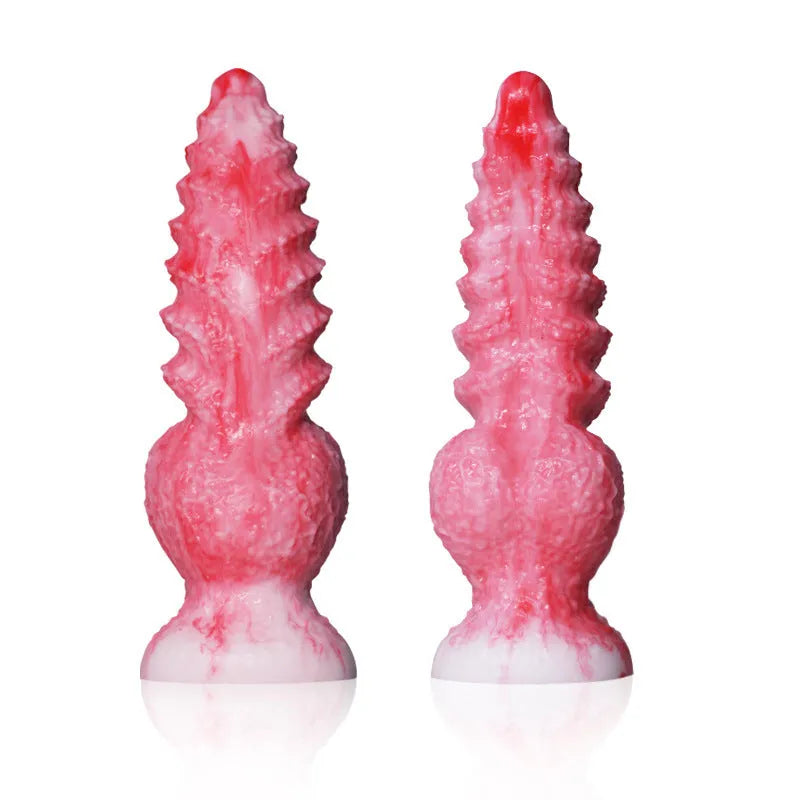 Pink silicone penis-shaped masturbation toy for women