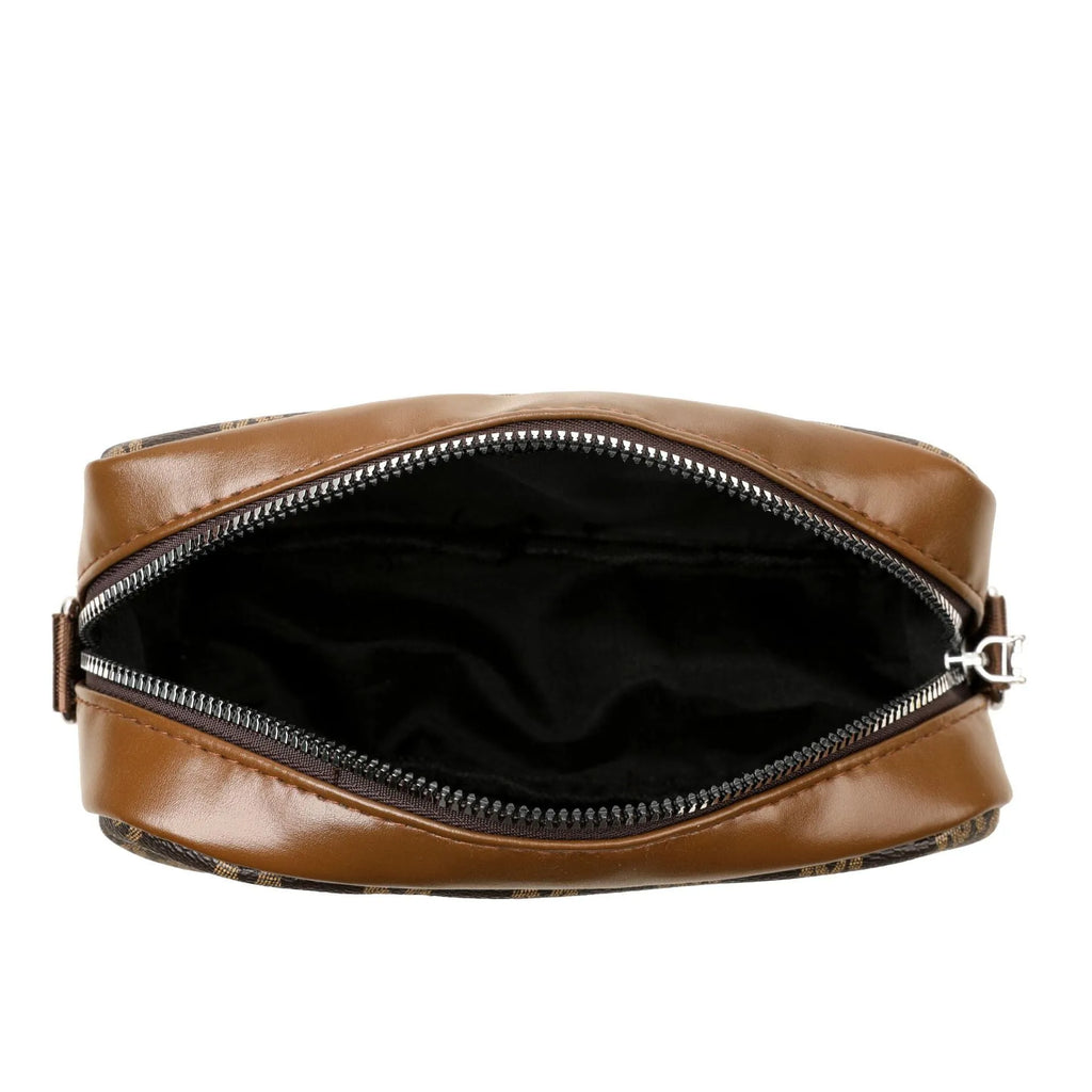 Women's PU leather crossbody bag with wide shoulder strap and three-dimensional outer pocket