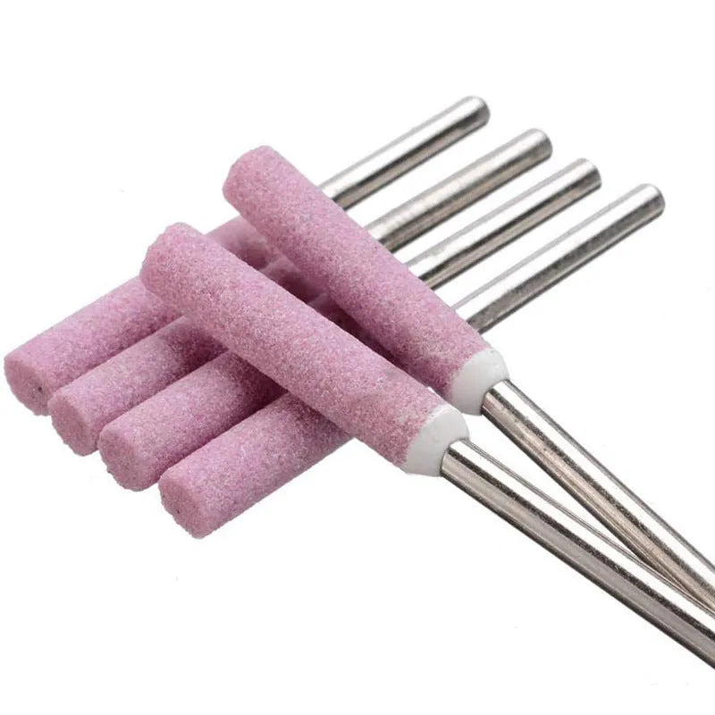 Set of ceramic cylindrical grinding heads in three sizes for chainsaw chain sharpening