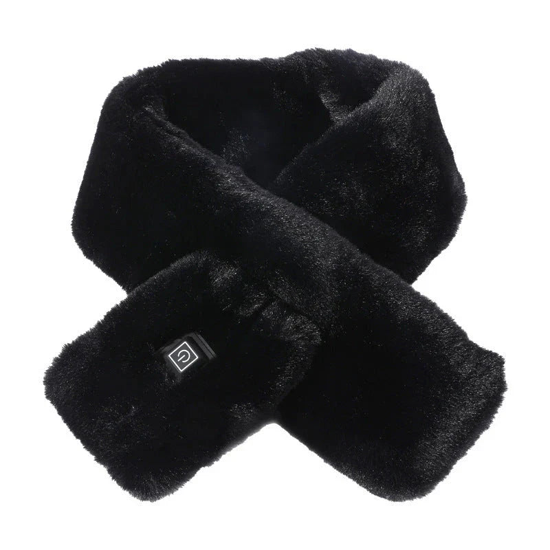 Cozy USB-powered heated neck scarf with three temperature control settings for comfortable warmth in cold weather