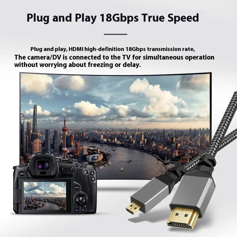 Black A-D USB data cable with gold-plated contacts for computer, TV, HD camera and digital camera, 4K video transmission