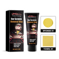 Car scratch removal wax kit with 60g container, sponge applicator, and microfibre towel in PE case