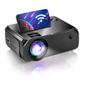 Black home projector with glass lens, 720p resolution, 3900 lumens brightness, 50-230 inch screen, UK plug