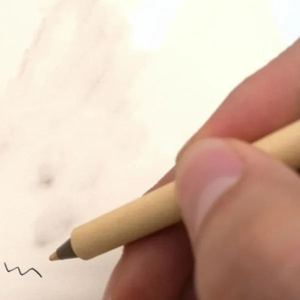 Kraft paper tube ballpoint pen with 1.0mm bullet nib, 15.5cm length.