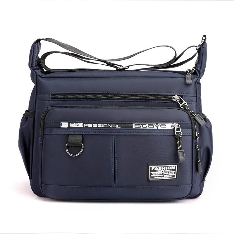 Men's multi-pocket crossbody bag in Oxford cloth, solid colour, large capacity, urban simplicity style
