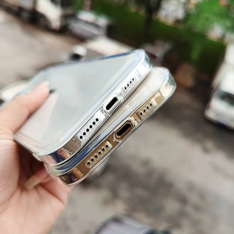 Transparent shockproof TPU phone case for Apple iPhone, back cover, solid Space Shell colour