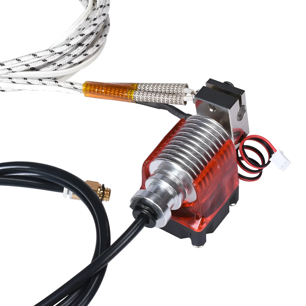 E3D V6 J Head remote extrusion head kit with hardened steel or copper-plated nozzle, 12V or 24V, all-metal or Teflon throat.