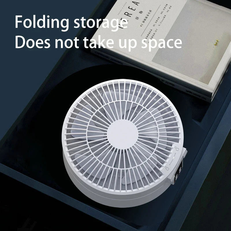 Rechargeable Portable Desk & Wall Fan with Night Light - Versatile Cooling and Relaxation for Any Space