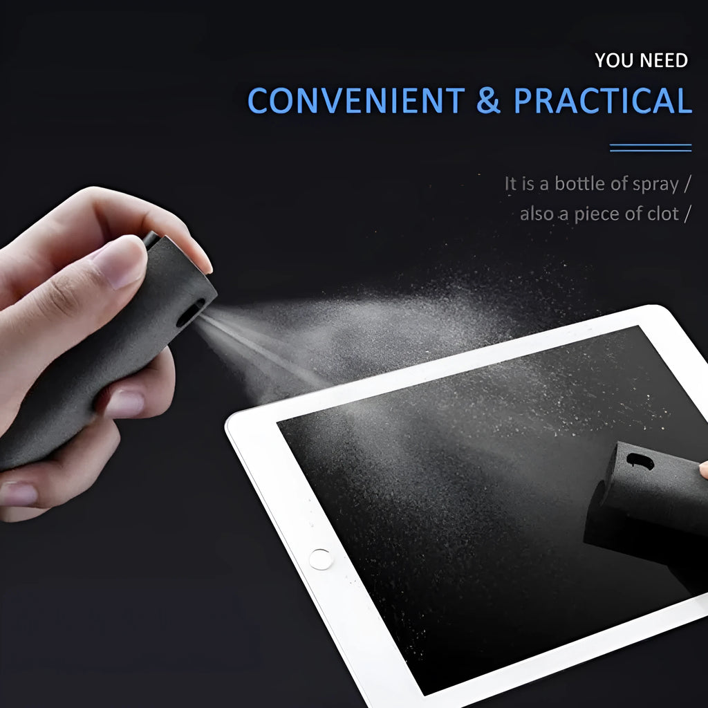 2 in 1 screen cleaner kit with microfiber cloth in pink and gray for phone and computer screens