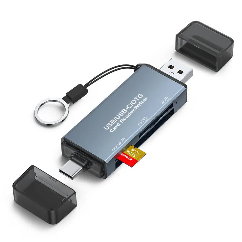 Aluminium alloy CF SD TF three-in-one USB card reader with compact dimensions