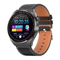 Smartwatch with round black casing and black steel strap on a wrist, showing home screen on its 1.39 inch display.