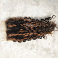 Brazilian real hair lace wig in piano colour with short Qi bangs on a mannequin head
