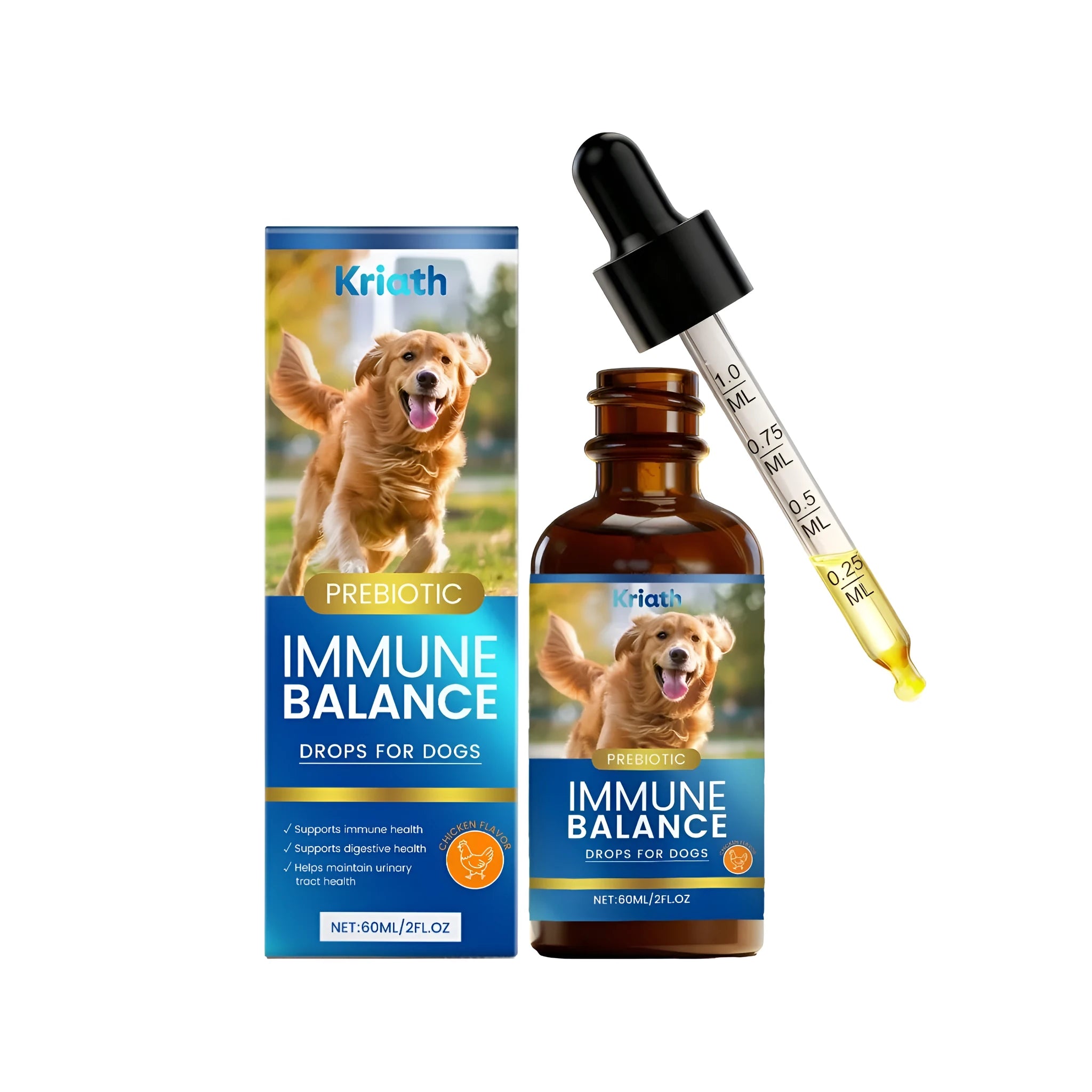 Immune Balance For Dogs pet supplement drops 60ml bottle with olive leaf and Echinacea blend