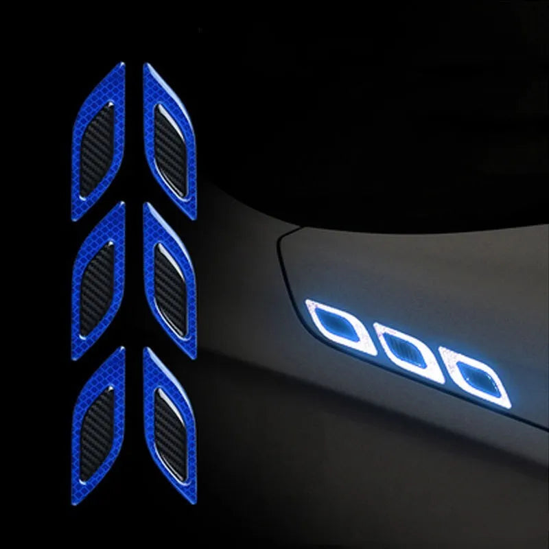 Blue reflective adhesive strips for car wheel bumpers showing 17mm width measurement