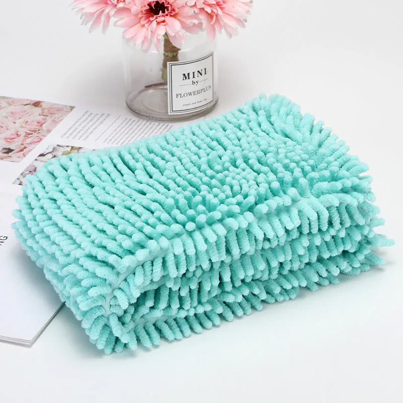 Pet chenille extra size quick-drying absorbent towel in large 85x60cm on a surface