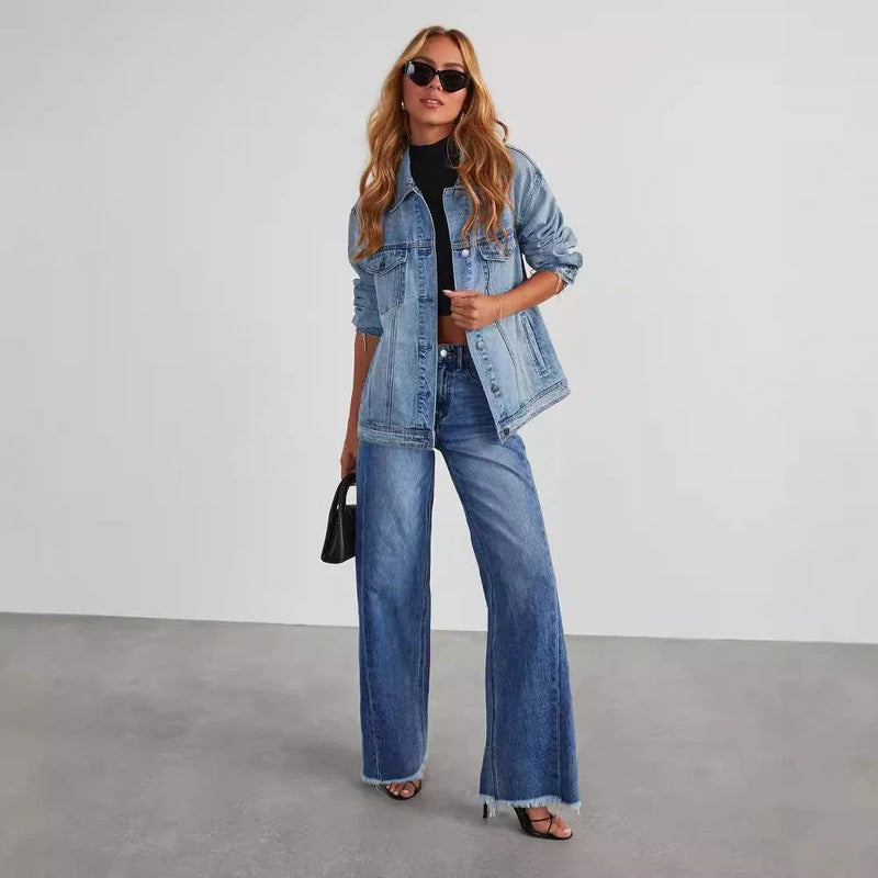 Stylish High-Rise Denim Jeans with Pockets