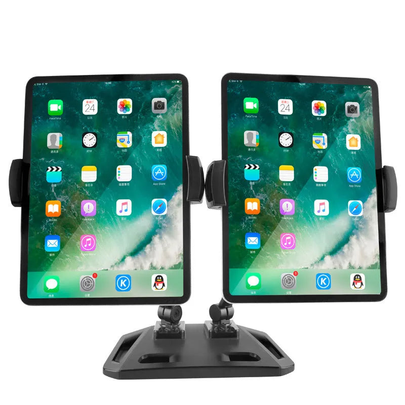 Double stand aluminium alloy phone holder in white or black, desktop support frame for phablet phones, 1.73kg