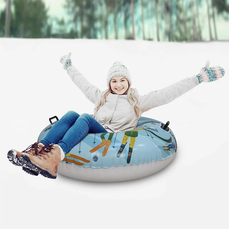 PVC winter ski ring for snow sledding in flame red, snow mountain, or ice-snow blue colour options