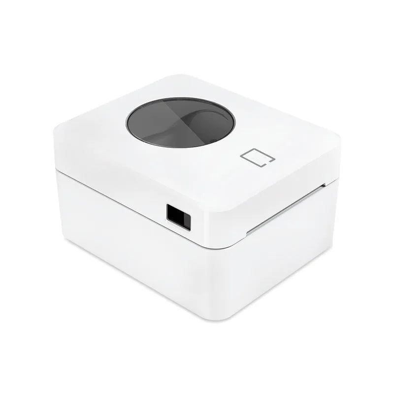 White Bluetooth thermal label printer with USB port for express shipping labels