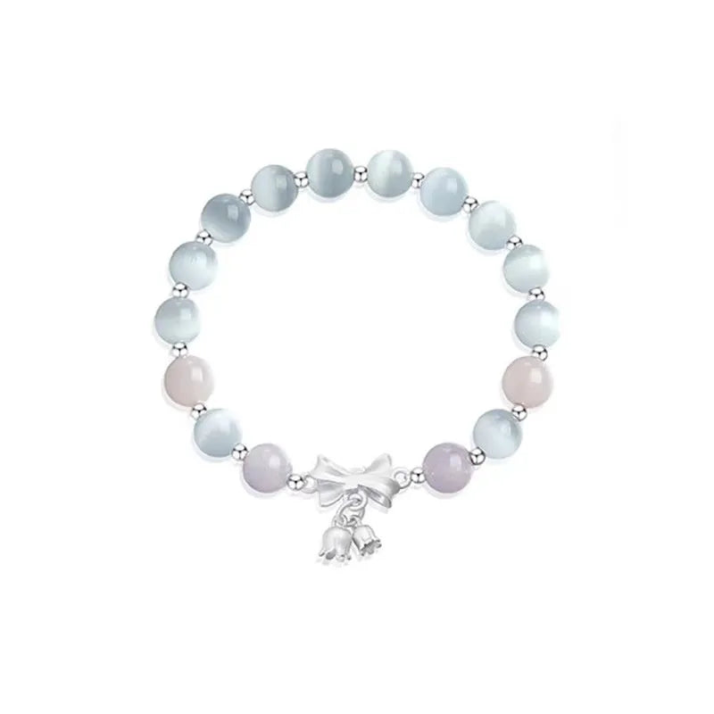 Lavender purple crystal bracelet with bow knot design measuring 10mm