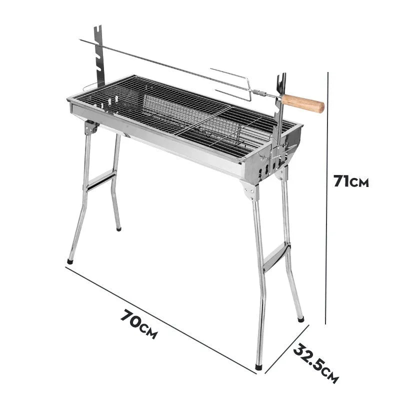 Stainless steel portable barbecue oven with flipping design and charcoal cooking accessories